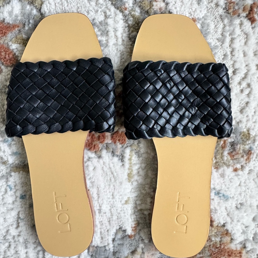 LOFT Black Woven Sandals